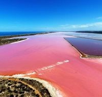 Pink Lake Aerial Flyover from Geraldton - St Kilda Accommodation